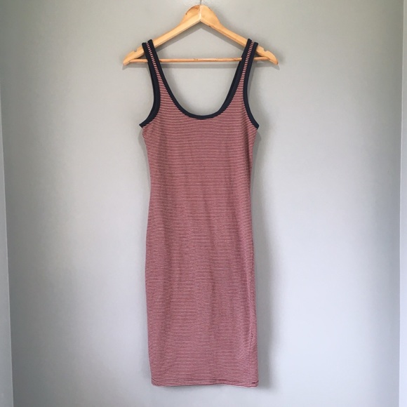 Zara Bodycon Tank Dress Striped Blue & Red - Picture 2 of 7